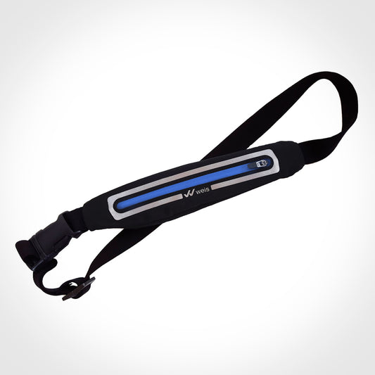 SLIM FANNY PACK BLACK WITH BLUE CLOSURE