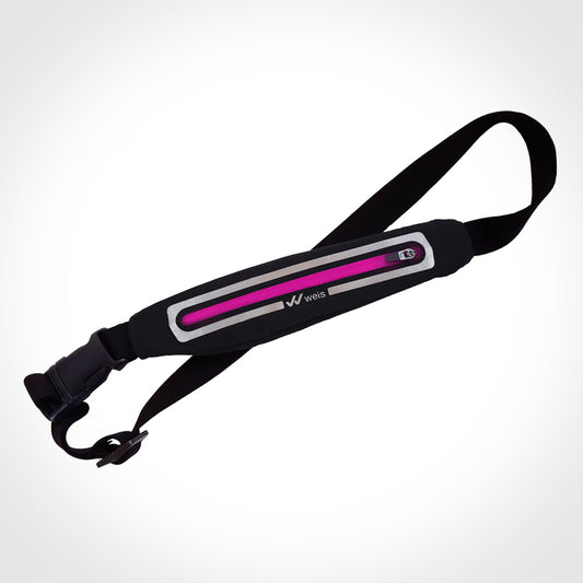 BLACK SLIM FANNY PACK WITH FUCHSIA CLOSURE