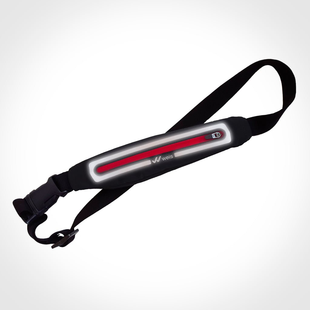 RIÑONERA SLIM / NEGRA CON CIERRE ROJO