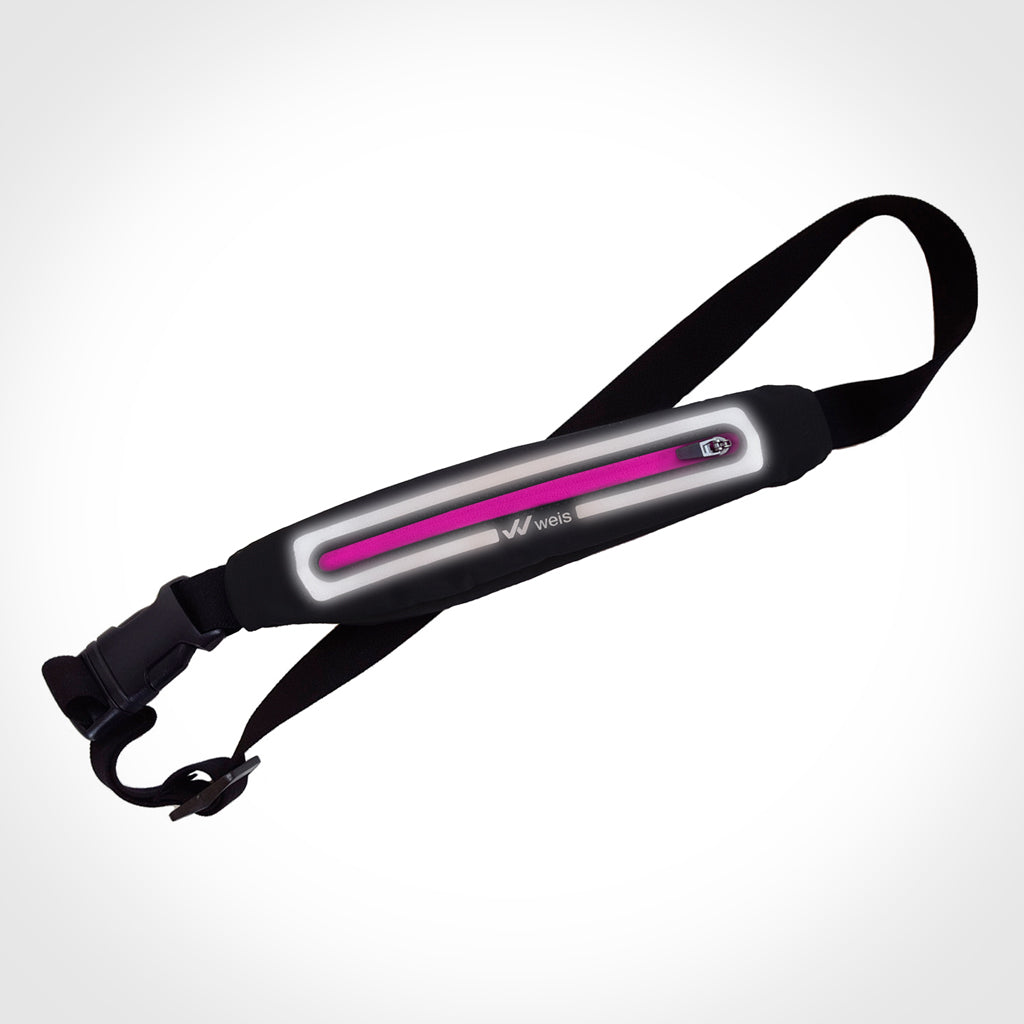 RIÑONERA SLIM / NEGRA CON CIERRE ROSA