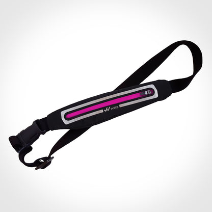 RIÑONERA SLIM / NEGRA CON CIERRE ROSA