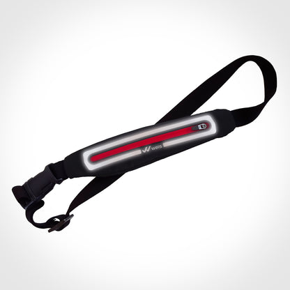 RIÑONERA SLIM / NEGRA CON CIERRE ROJO